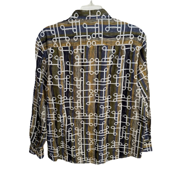Jhane Barnes Mens XL Multicolor Long Sleeve Button Up Shirt Woven Abstract - Picture 6 of 10